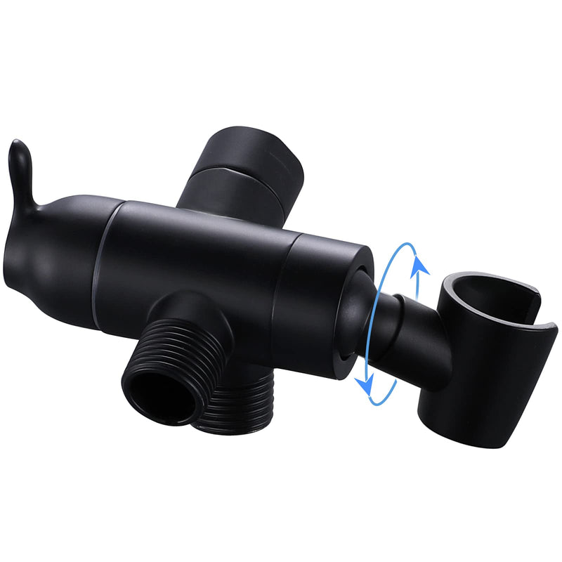 Shower Arm Diverter with Handshower Mount, G1/2 Brass 3 Way Shower Diverter Valve Bathroom Universal Shower System Replacement for Handheld Shower and Fixed Shower Head(Matte Black) Swivel Mount Matte Black