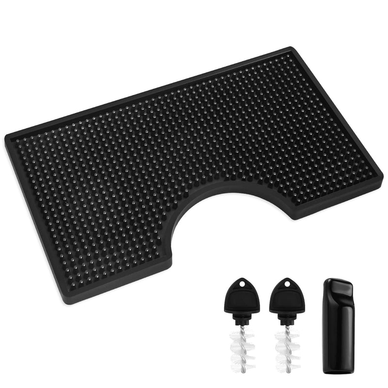 Non-Slip Beer Drip Tray Mat, 4.5'' Draft Beer Tower Flange Cutout Soft PVC Kegerator Surface Mount Beverage Bar Drip Tray