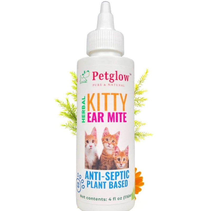 Petglow Ear Mite Treatment for Cats. Organic Herbal Drops Cat Ear Infection Cleaner for Mites. - PawsPlanet Australia
