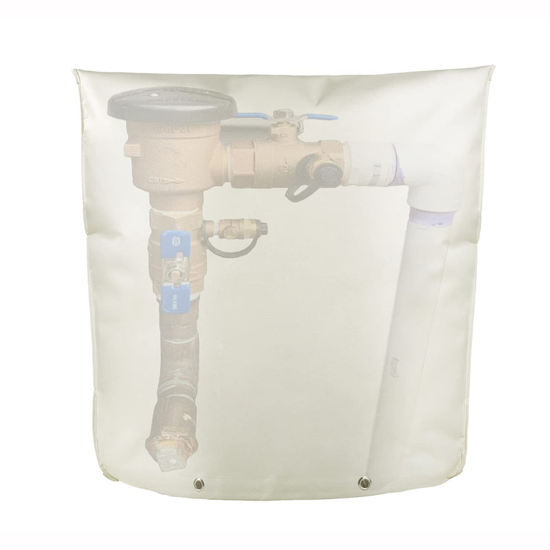 Outdoor Backflow Preventer Insulation Cover -Insulated Pouch for Winter Pipe Freeze Protection, Backflow System, Water Sprinkler Valve Box, Meter or Controller (30 " W x 26 " H,White) 30"W x 26"H,White