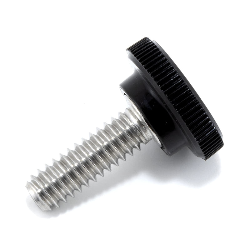 1/4"-20 x 3/4" Thumb Screw Stainless Steel - Black Knurled Round Plastic Knob - Standard/Coarse Thread Thumbscrew - Length: 0.750" - Proudly Built in USA - Package of (10) 10