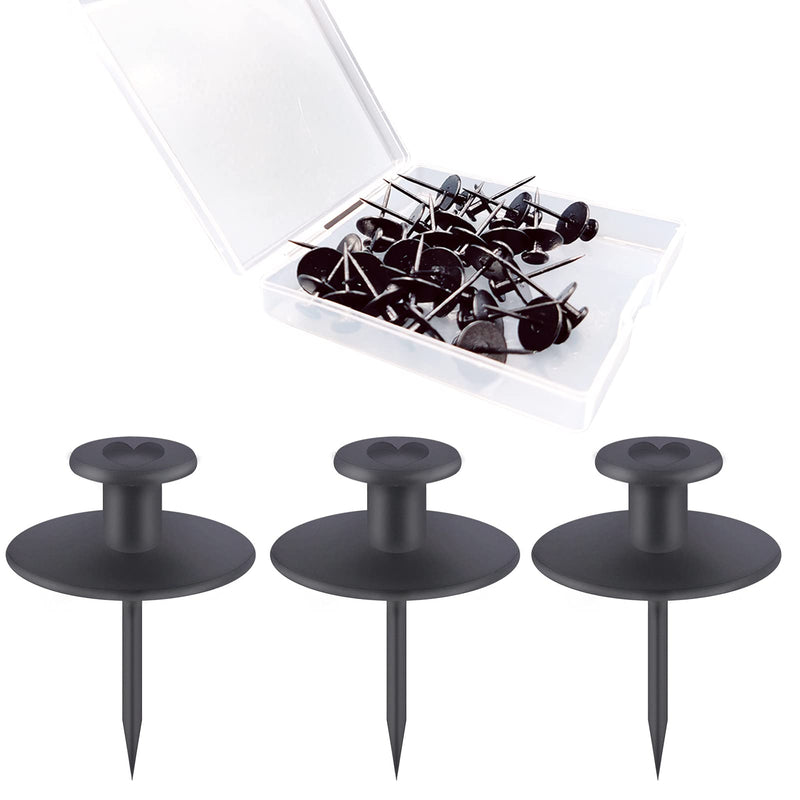 30 PCS Push Pins Picture Hangers Wall Hooks, Double Headed Thumb Tacks for Wall Hangings, Renter Friendly Decor Small Picture Frame Hangers for Drywall Cork Board Home Office Photo Decorations(Black) Black