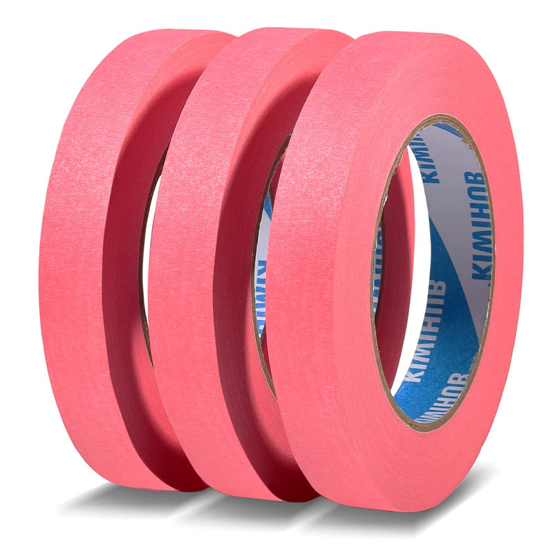 Pink Painters Tape,0.7" x 60 Yards x 3 Rolls (180 Yards Total) - Medium Adhesive Masking Tape for Painting,Labeling,DIY Crafting,Decoration and School Projects 0.7", 60 yards Pink