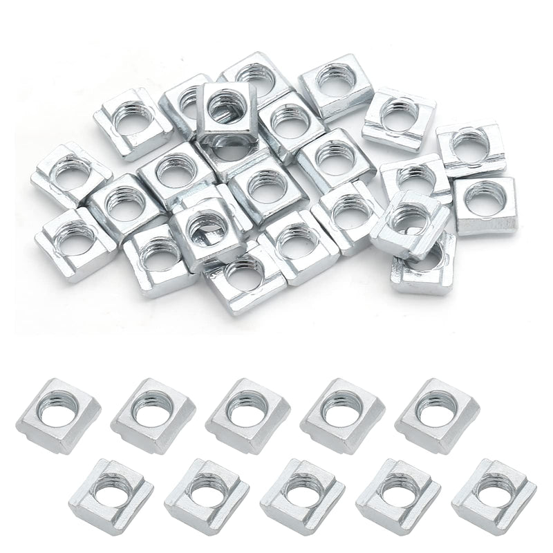25Pcs M6 Slide in T Nut 2020 Aluminum Extrusion T Nuts, M6 Sliding T Nuts Tee Slot Nuts for 3D Printer, CNC Router, 2020 Series Aluminum Extrusion Profile with Slot 6mm 25 Pack 2020 Series M6