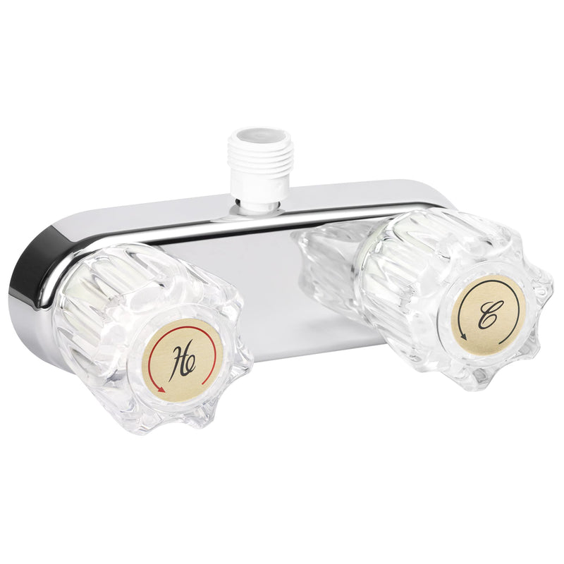 RV Faucet - 4' Shower Valve Diverter Assembly Kit, Replacement for RV Camper Shower, Bathroom Mixing Valve Control Chrome+Crystal Acrylic Knobs