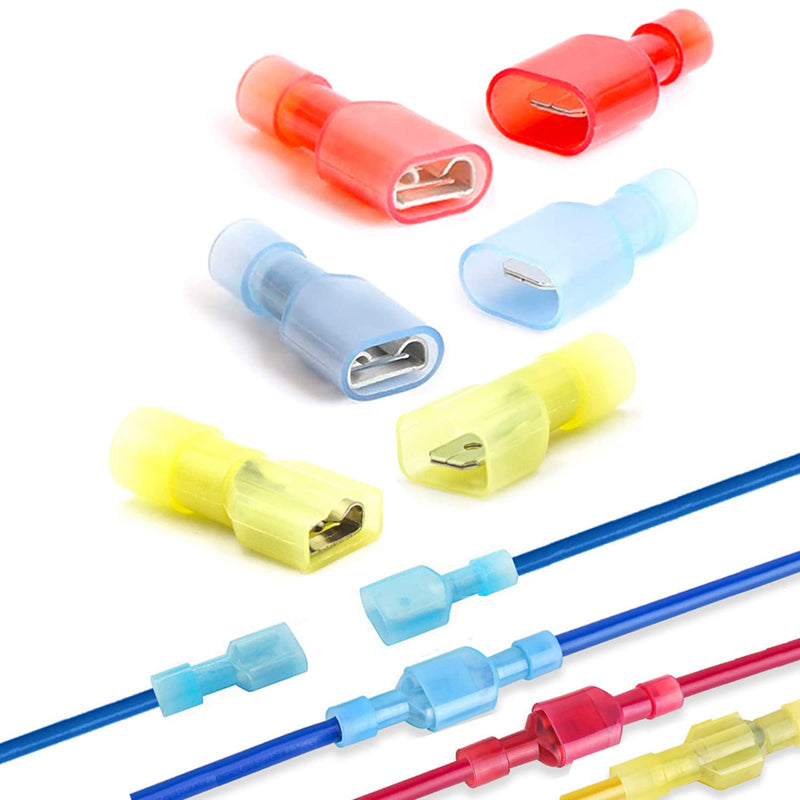80PCS Spade Quick Disconnect Wire Connectors, 22-10 AWG Male and Female Wire Crimp Terminal(22-18AWG Red 15Pairs, 18-14AWG Blue 15Pairs,12-10AWG Yellow 10Pairs) 22-10 AWG Kit 80