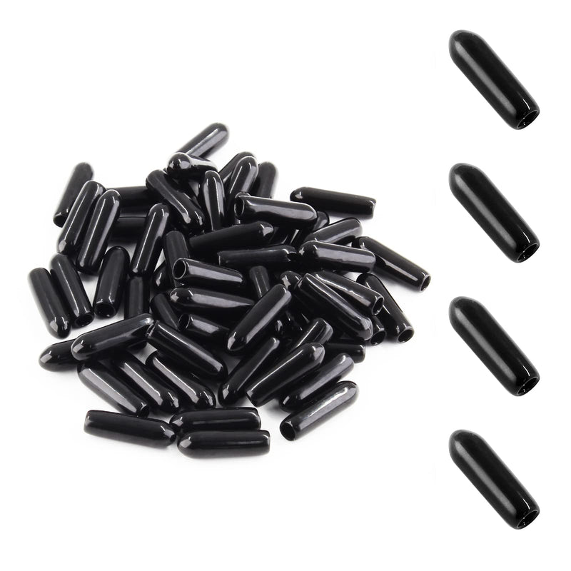 60PCS Round Rubber End Caps 1/8 inch/3mm Screw Thread Protectors Round Tube Bolt Cap Cover Black Vinyl Tube Caps (Black, 3mm Inner Dia) 1/8 inch (3mm)