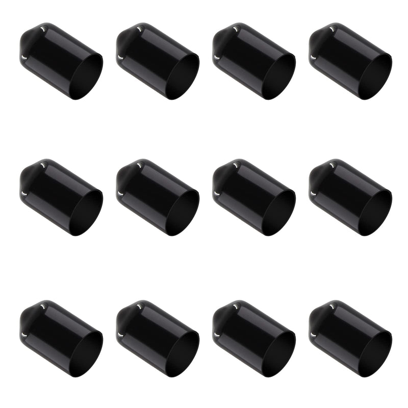 12PCS Rubber End Caps Cover 3/8 inch/9.5mm Black Round Vinyl Plug Bolt Covers Caps Screw Rubber Thread Protector for Metal Tubing, Round Tubing Bolt (Black, 9.5mm Inner Dia) 3/8 inch (9.5mm)