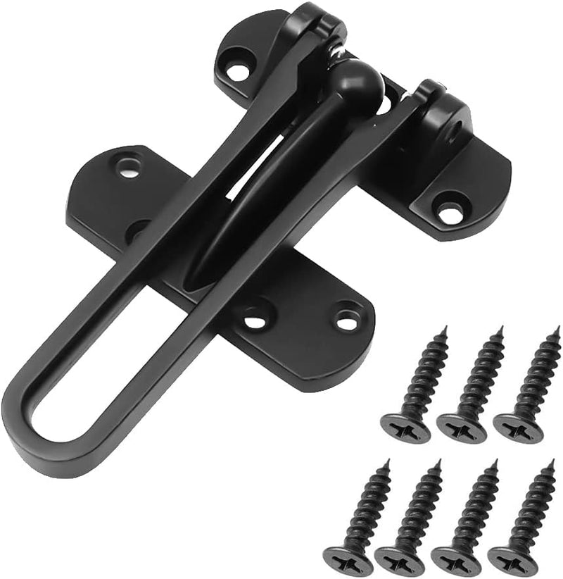 Tidorlou Door Lock Latch for Home & Hotel Security,Brushed Finish Stainless Steel Door Chain Lock,U-Swing Locks Front Door Locks for Kids (Black) Black
