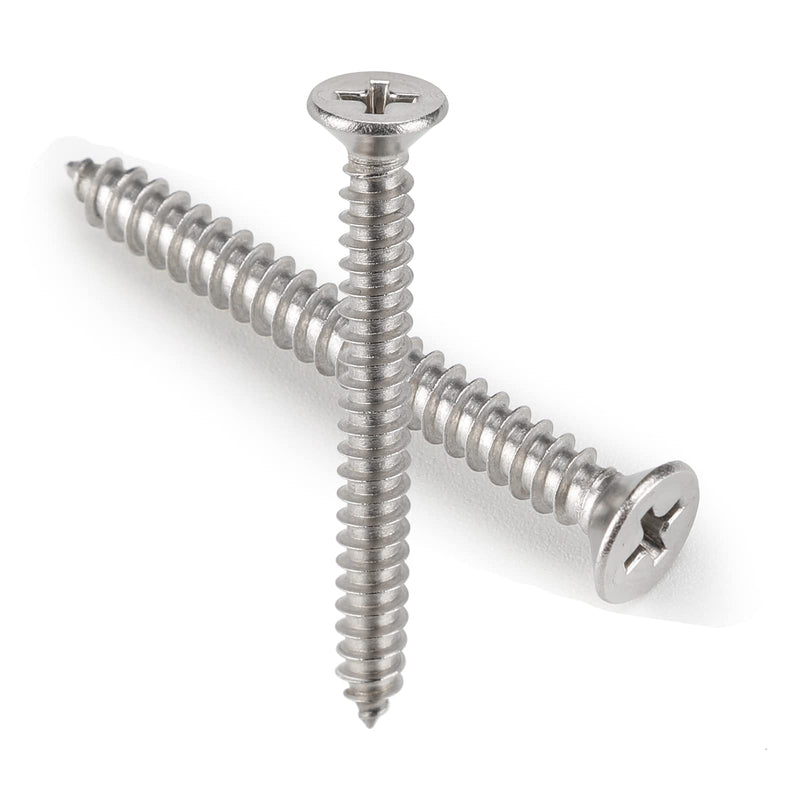 100 PCS #8X1-1/2(1.5 inch) Stainless Steel Phillips Flat Head Wood Screws,Stainless Steel 18-8 A2(304) Screw,Home Screw Kit by QISHENG #8X1-1/2"(1.5 inch) Colorless 100 - NewNest Australia