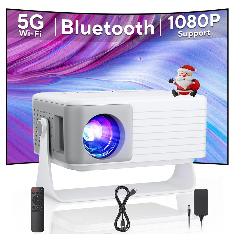 Mini Projector with WiFi and Bluetooth, AKIYO 2025 Upgraded Projector 1080P Support, 360° Rotating, Auto Keystone, Portable Projector for Home Theater/Outdoor, Compatible with iOS/Android/Laptop/PS5