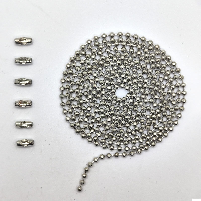 Ceiling Fan Pull Chain Metal Fan pull chain extension, ceiling fan chain connector,Diameter 3.2mm 6.5 Feet Long with 6 PCS Connector (Silver) Extension (Silver)