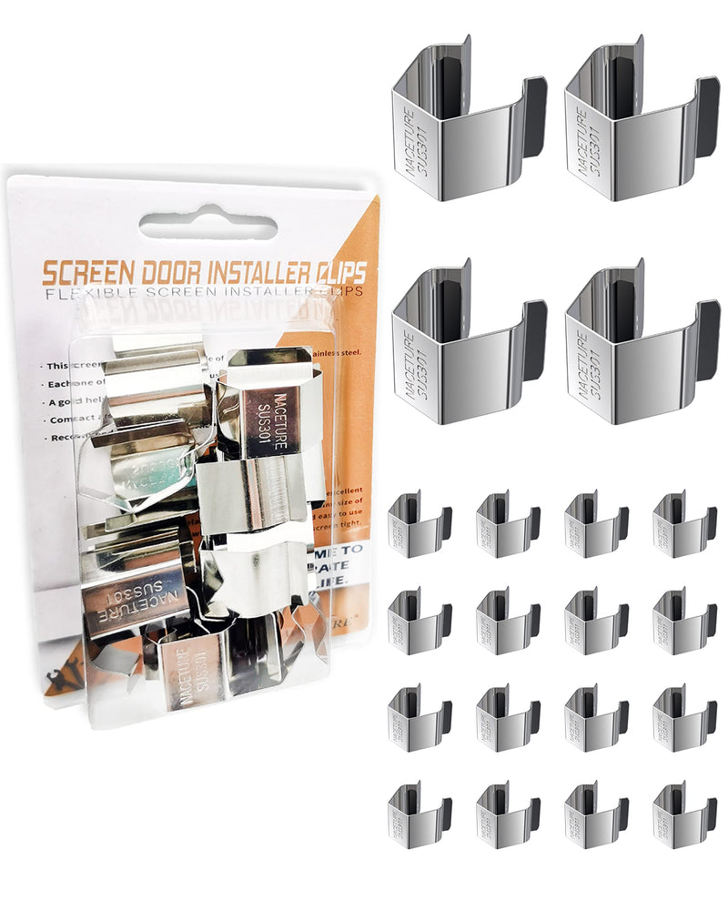 Screen Door Installer Clips - 20 Pieces Screen Clips for rescreening and Screen Retainer Clips for Patio and Garage Window for Installing Window and Door Screens (20 Pack) 20 Pack