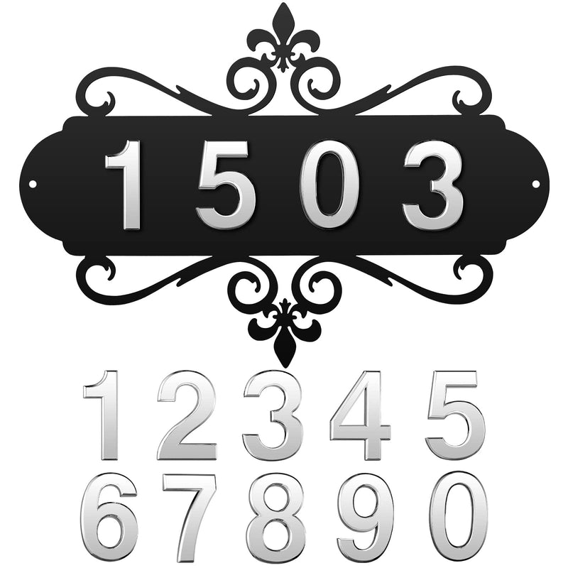 House Address Plaques Metal Address Sign Outside House Number Mailbox Number Sign for House Home Hotel Office Garden Decorative Wall Plaque(13.8 inch,Delicate Style) 13.8 inch Delicate Style