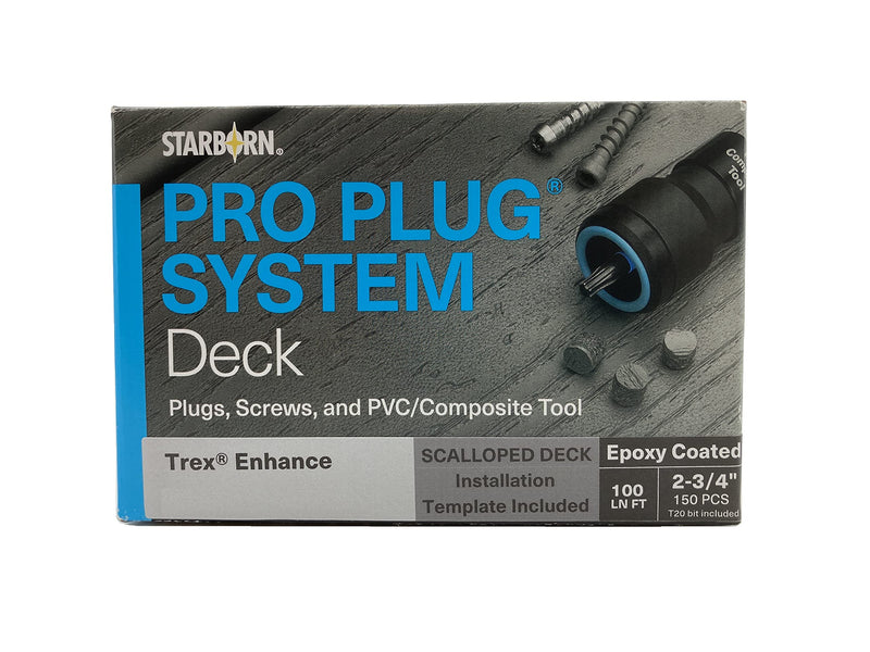 Starborn Pro Plug System Rocky Harbor PVC Composite Deck Boards, Covers 40 Sq Ft Complete Kit with Plugs, Screws, and Tool
