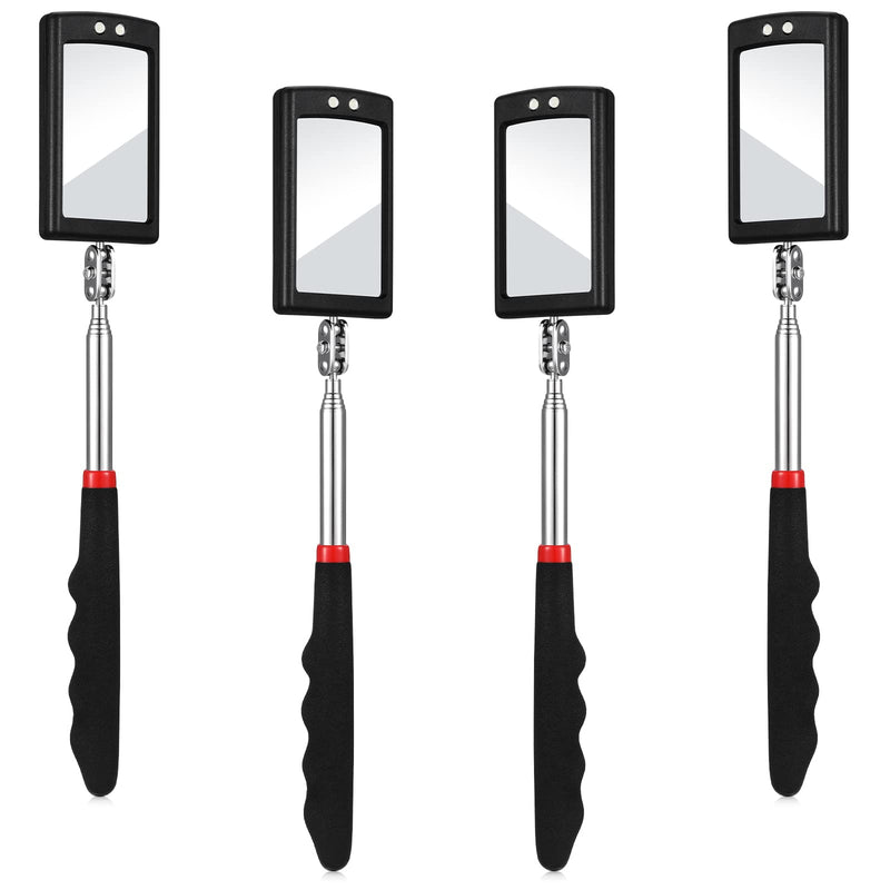 BBTO 4 Pieces Telescoping Inspection Mirror Telescoping LED Lighted Flexible Inspection Mirror Mirror Inspection Tool for Checking Observing Vehicle Small Parts (Modern Style)