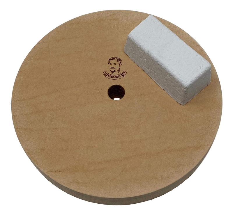 5" (1" Width) Leather Honing Wheel - Fits 1/2" Arbor - Buffing Compound Included