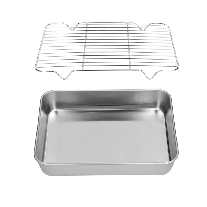 Roasting Pan, Rectangular Baking Pan and Rack Stainless Steel Easy for Cooking Baking(23.5 * 17.5 * 5CM) 23.5*17.5*5CM