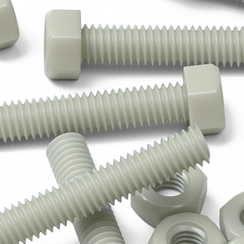 50 x Glass Filled Reinforced Nylon Hex Head M6 x 40 mm, Plastic Nuts, Bolts & Washers (15/64 x 1 37/64 in)