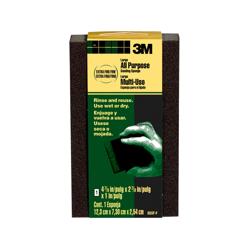 3M™ General Purpose Sanding Sponge DSXF-F-ESF-10, 2 7/8 in x 4 7/8 in x 1 in, Extra Fine/Fine, 10 ea/cs 4-7/8 in x 2-7/8 in
