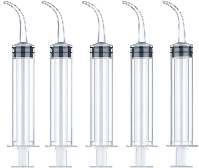 Wisdom Teeth Syringe, 5 Pack Irrigation Dental Syringes with Curved Tip for Dental Care Liquid Oral Tonsil Stone Curved-No Measurement