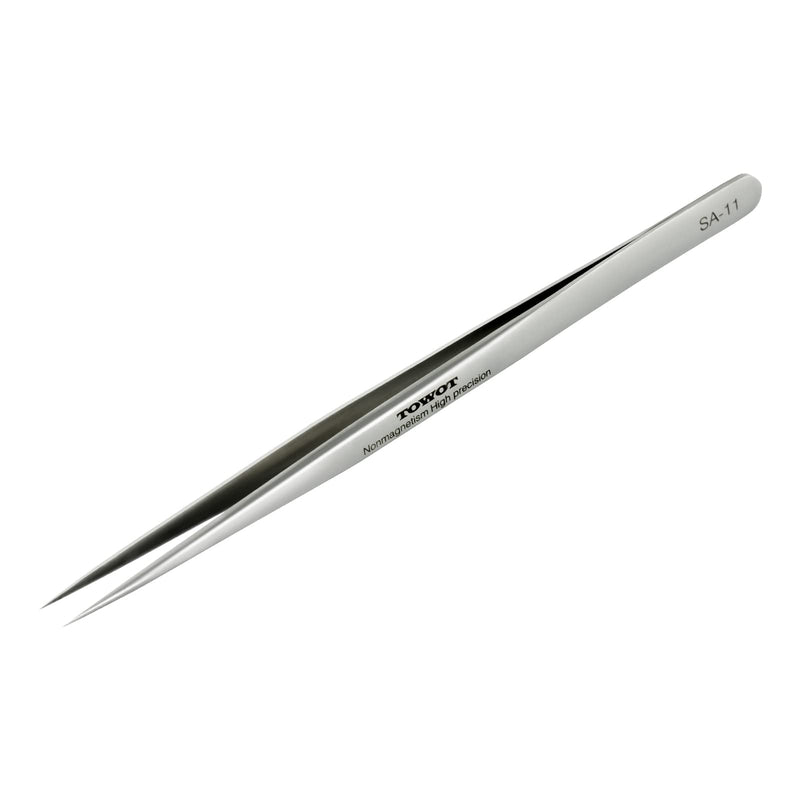 TOWOT Precision Tweezers, Stainless Steel Pointed Tweezers for Craft, Electronics, Soldering, Experimental Work, Jewelry-Making, Non-Magnetic Industrial Tweezers Fine Tip Straight LONG(140mm)
