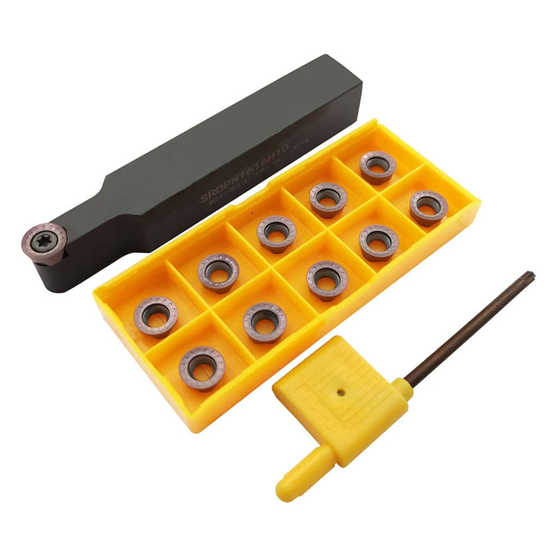 11pcs RPMT10T3 MOE R5 Indexable Carbide Milling Inserts Blade Milling Cutter with 5/8"/16mm SRDPN1616H10 Indexable Carbide Milling Tool Holder Metal Lathe Cutting Tools