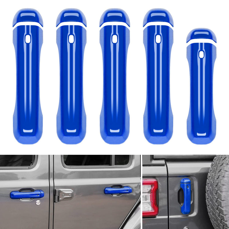 CheroCar Blue Door Handle Cover Trim Tailgate Handle Cover Kit Fit for 2018-2026 Jeep Wrangler JL JLU 4xe & Gladiator JT Sports Sahara Freedom Rubicon 2/4-Door Exterior Accessories