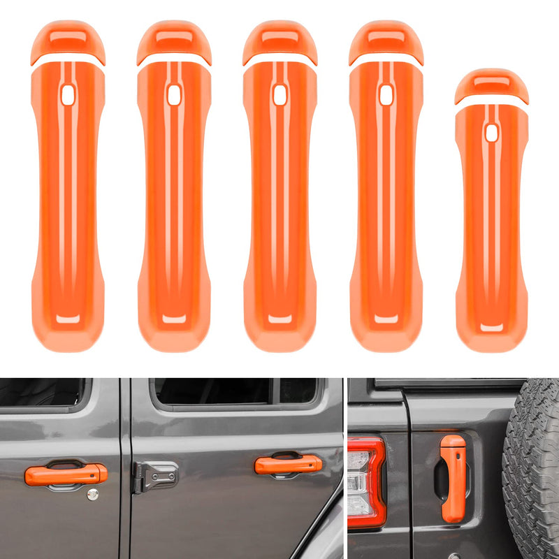CheroCar Orang Door Handle Cover Trim Tailgate Handle Cover Kit Fit for 2018-2026 Jeep Wrangler JL JLU 4xe & Gladiator JT Sports Sahara Freedom Rubicon 2/4-Door Exterior Accessories