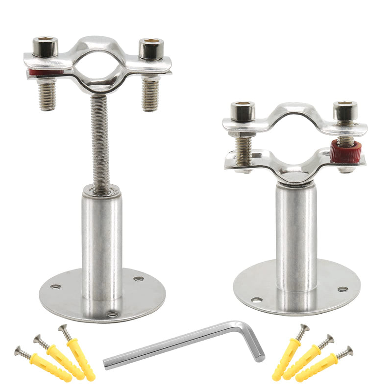 Piutouyar 2 Pcs Stainless Steel Wall Mount Ceiling Mount Pipe Support, Adjustable Pipe Ceiling Bracket Clamp Pipe Straps Fit for Dia 19mm(1/2inch) Pipe with Screws Dia: 19mm (Fit for 1/2inch Pipe)