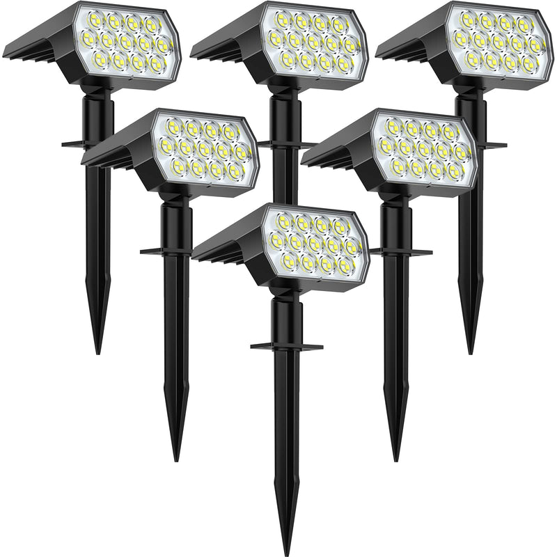 WELALO Solar Spot Lights Outdoor, [6 Pack/65 LED/3 Modes] Solar Landscape Spotlights, Solar Powered Christmas Halloween Lights, IP68 Waterproof Wall Lights for Walkway Yard Garden Driveway(Cool White) 6 Pack Cool White