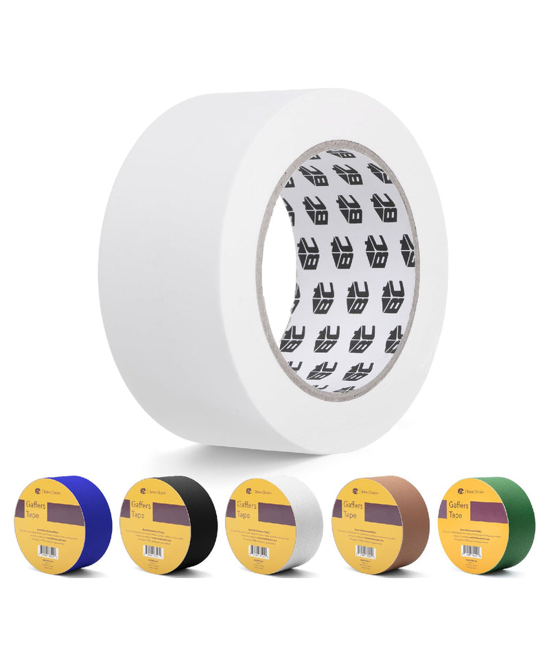 Bates- Gaffers Tape, 2 Inch x 23 Yards, White, Non-Reflective Gaffer Tape, Floor Tape for Electrical Cords, No Residue Gaff Tape, Cable Tape, Gaffing Tape 1