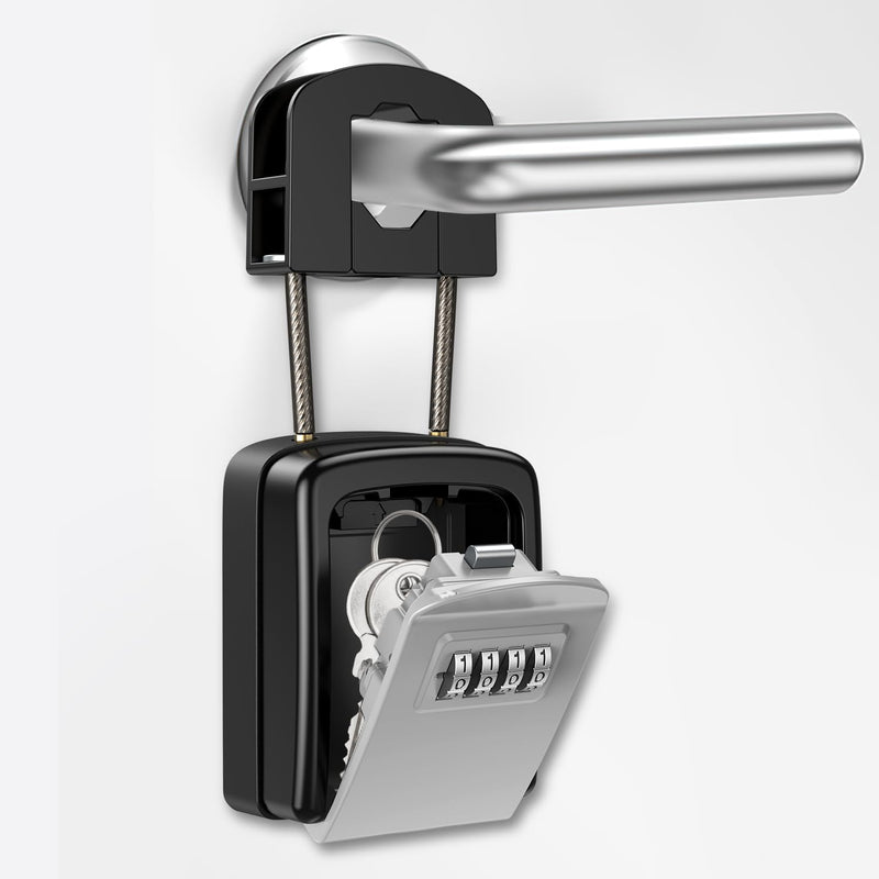 ORIA Key Lock Box, Resettable Key Storage Lock Box with Removable Buckle, Key Safe Lock Box Waterproof with 4 Digit Combination, 5 Keys Capacity for Home, Indoor, Outdoor, Lever Handles