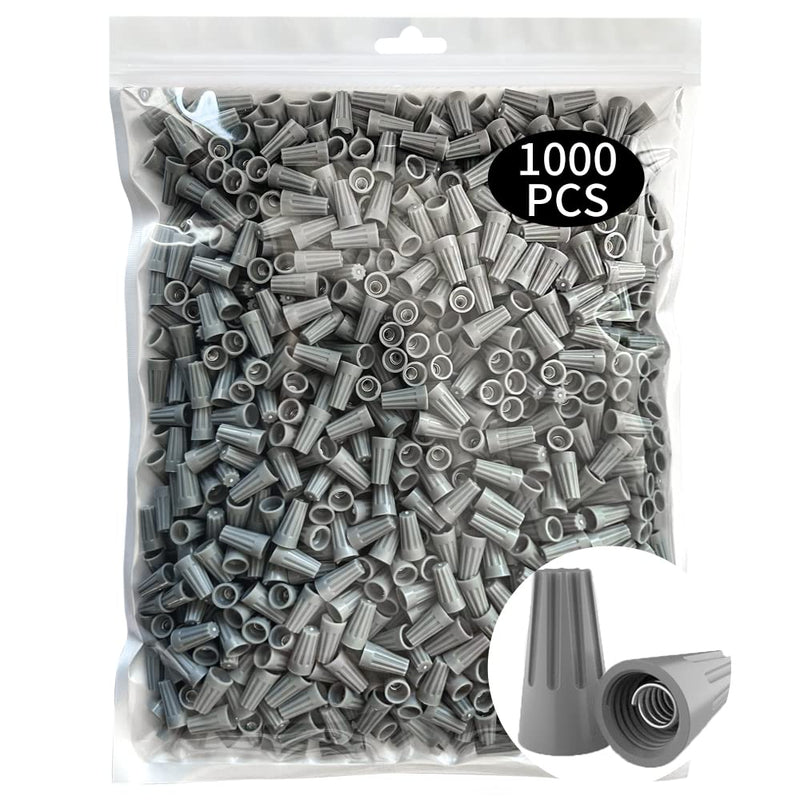 1000 Pcs Electrical Wire Connectors Screw Terminals, Grey Wire Caps Spring Insert Twist Nuts Connection Terminal 24-16 AWG (Gray)
