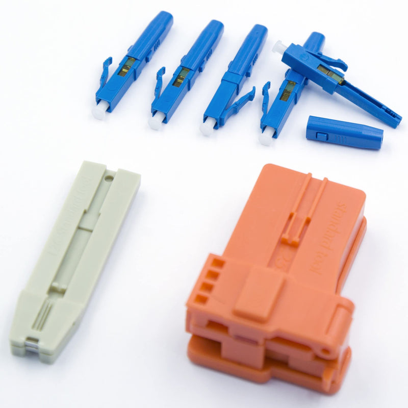LC UPC Fiber Optic Quick Connector with Matched Tools - Single Mode 9/125 for 900um Cable - Fast Connectors Adapter for 0.9mm/2.0mm/3.0mm Fiber Cable LC UPC/0.9 10pcs