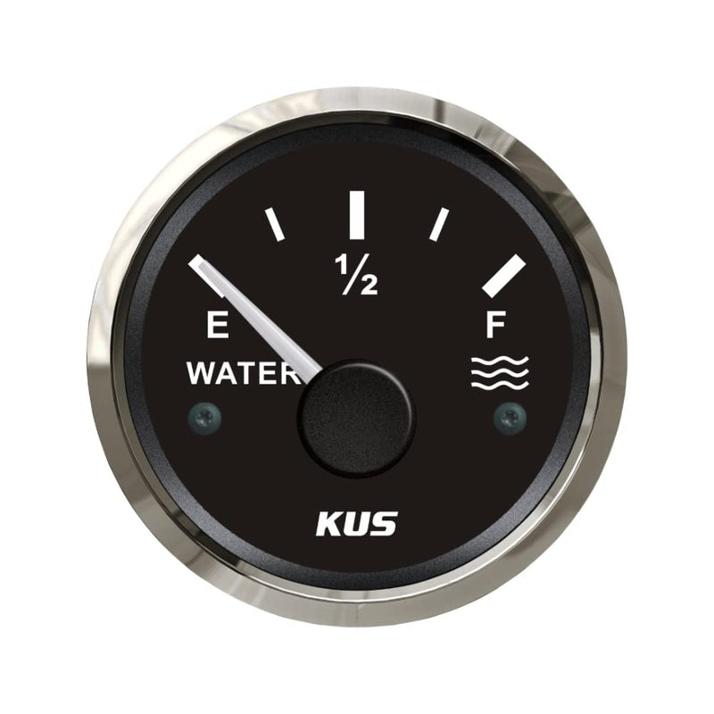 Kus Water Level Gauge Meter Indicator 240-33ohm with Backlight 12V/24V 52mm(2") (Black+Stainless) Black+Stainless