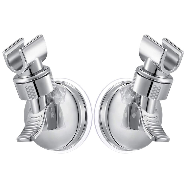 Shower Head Holder Suction Cup Shower Head Holder, Adjustable Height Wall Mount Shower Wand Holder Bracket ABS, Removable Handheld Shower Head Holder Silver (2 Pack) 2 Pack