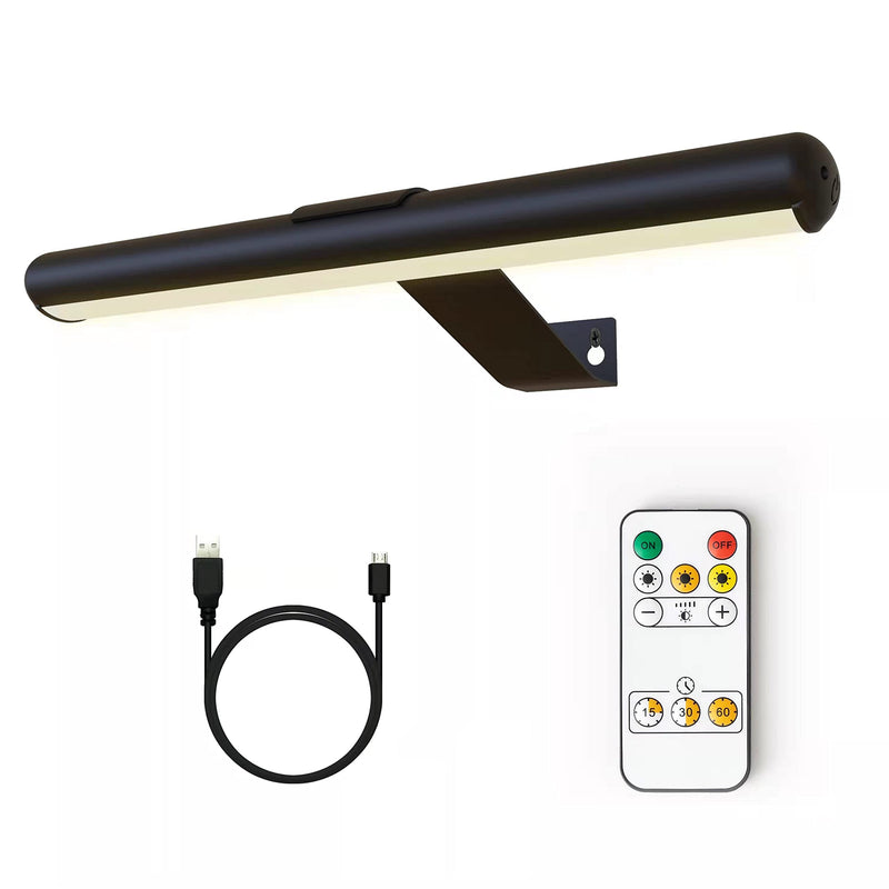 Rechargeable Picture Light with Remote,Wireless Battery Painting Light with 3 Lighting Colors,Art Light Display Lamp with Dimmable Timer, Full Metal Picture Light for Picture Gallery Dart Black-1pack 13inch