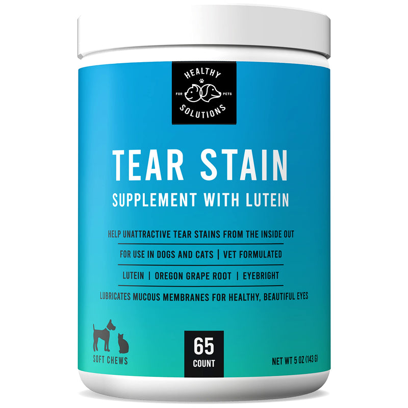 Tear Stain Remover for Dogs Plus Lutein - Supplement for White Dogs & All Other Dog Breeds - Eliminates Unsightly Eye Tear Stains for Dogs & Cats - 65 Soft Chews Enhanced with Cranberry Extract - PawsPlanet Australia
