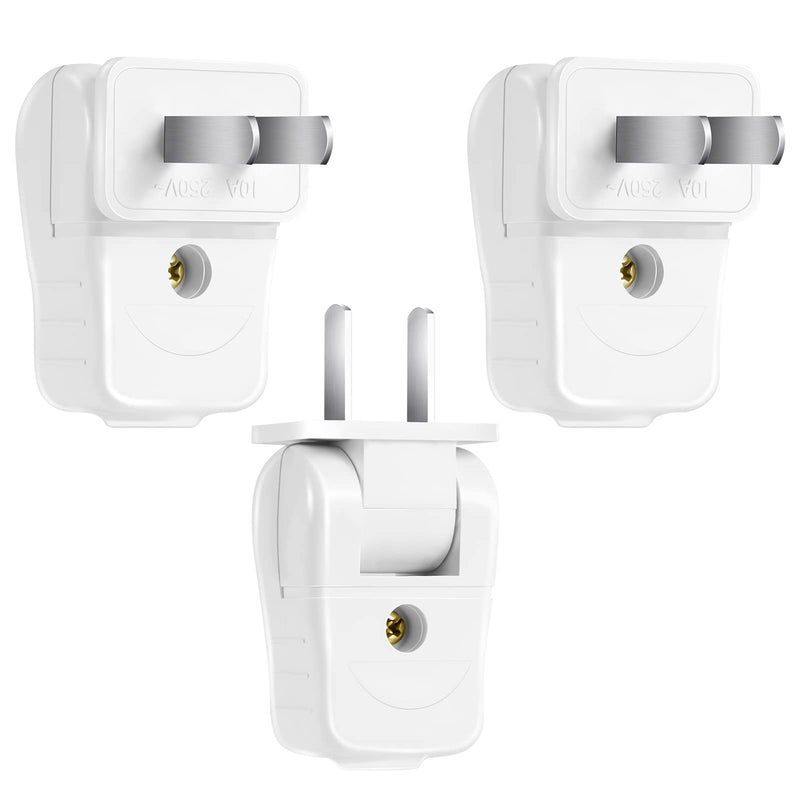 Replacement Electrical Plug 2 Prong Lamp Replacement Plugs for Lamps Light Duty, Residential Polarized 10 A 110-250V 2 Wire Straight Blade Can Be Rotated 180 Degrees(3 Pieces) 3