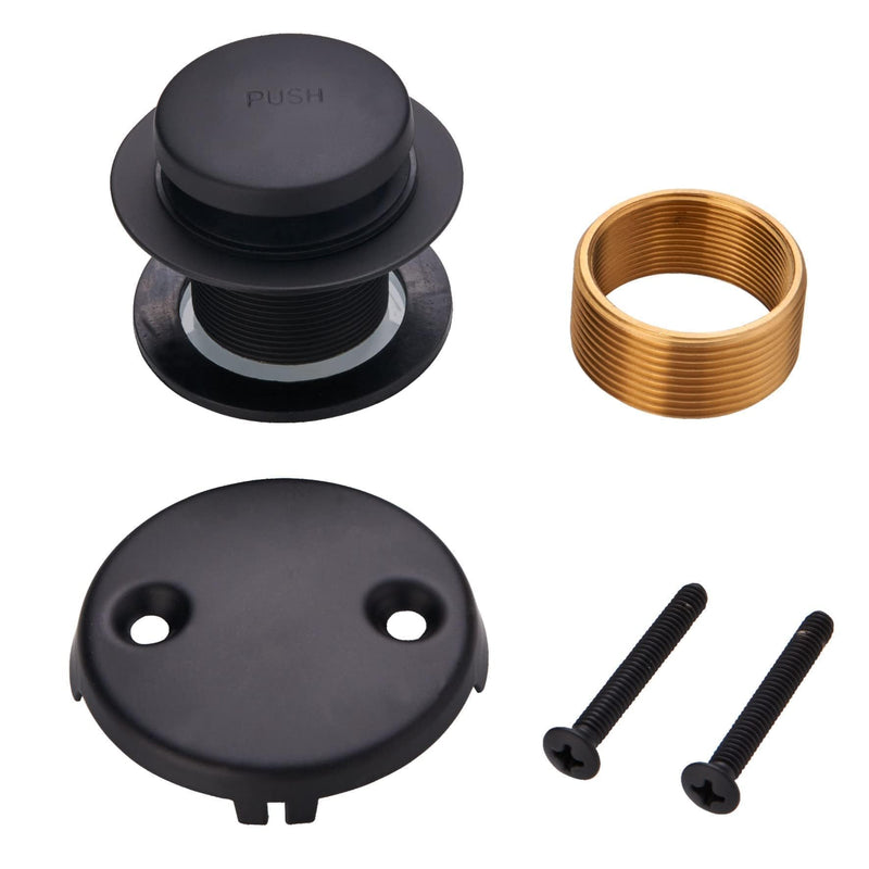 Black Bathtub Drain Tip Toe Tub Conversion Kit Assembly,Wellup Tub Drain Trim Kit with Two Hole Overflow Faceplate,Matte Black 2-Holes