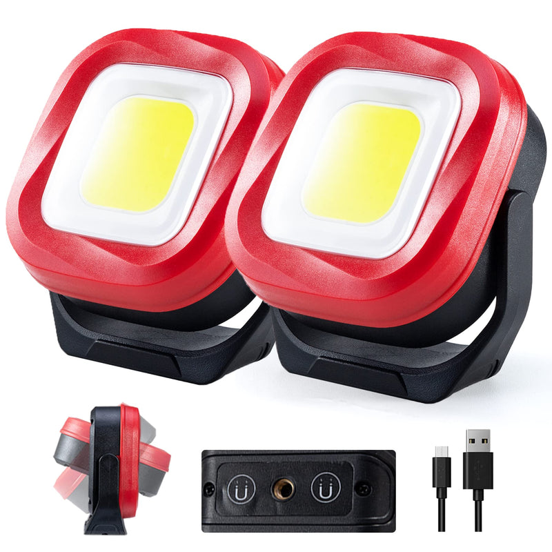 ORHOMELIFE Magnetic Work Light, 42 LEDs 1000 Lumens Rechargeable Portable Magnetic Flashlight Inspection Light for Car Repair, Camping, Emergency & Job Site Lighting (2 PCS) Black