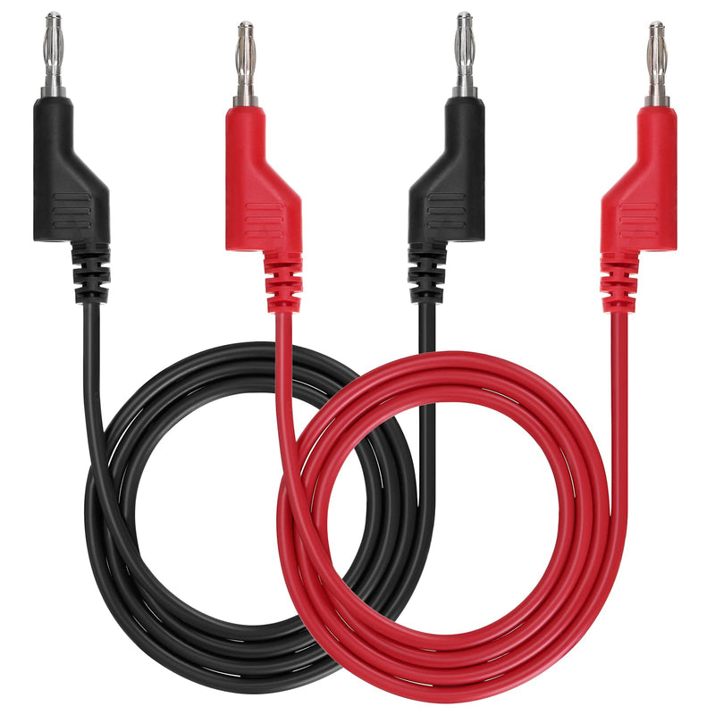 Sumnacon 2Pcs Banana to Banana Plug Test Leads - Stackable 4MM Banana Plug Test Cables, Multimeter Clip Wires for Electrical Testing 1000V/15A 3.3Ft/1M