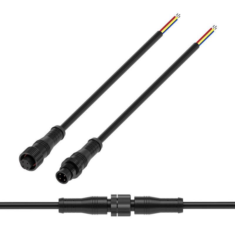 BTF-LIGHTING 4 Pin Electrical Metal nut Connector 20AWG IP68 Male Female Connector 7.87in/20cm Extension Cable for Car,Truck,Boat,Indoor/Outdoor LED Strip Lights/String 15mm Metal Nut Small Size 1to1 4 Pin Small Size