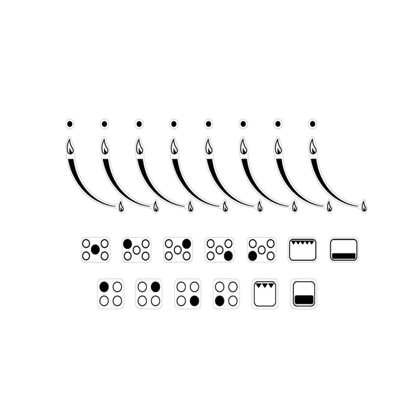 MANWU 2 Sets Flame Indicators Ring Stove Sticker Decal Label for Burner cooktop hob Cooker top Markings Oven Replacement Adhesive knob Symbols (Black Print for Silver, White or Light Coloured Stove) Black Print on Clear
