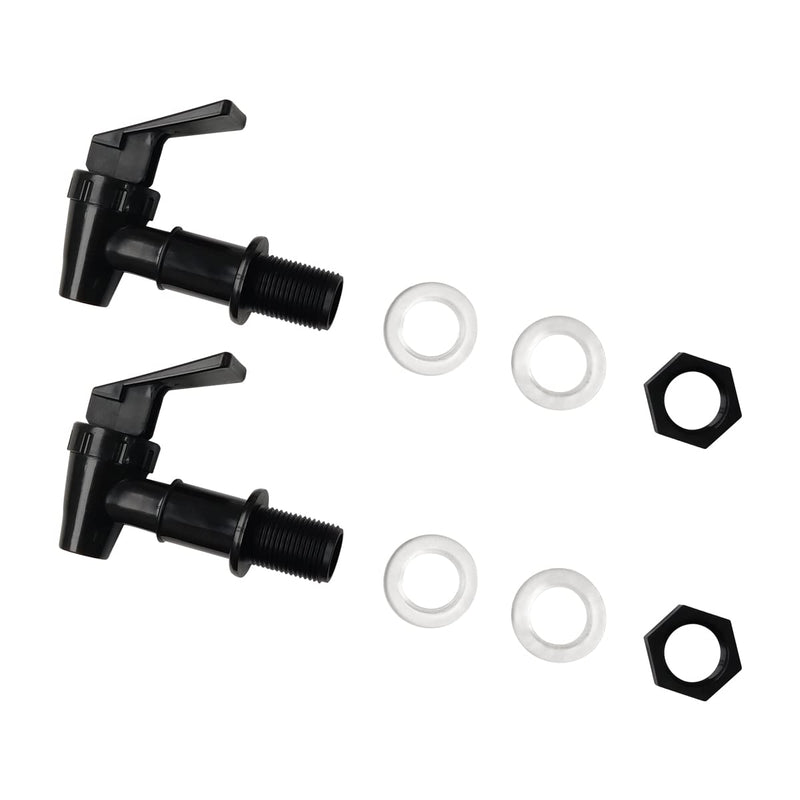 2 Pcs Replacement Cooler Faucet, Reusable Spigot Spout Water Beverage Lever Pour Dispenser Valve Water Crock Water Tap, BPA Free Plastic Water Spigot (Black) Black