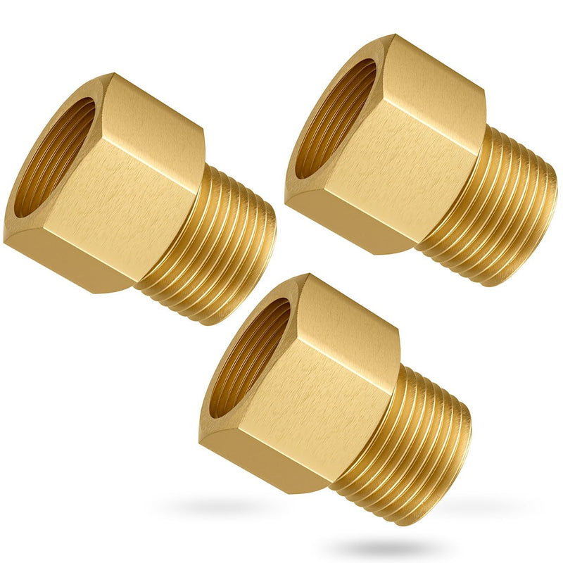 3PCS Brass Pipe Fitting, 1/2" Female x 1/2" Male NPT Thread Brass Hex, Adaptor 1200psi High Pressure 3PCS-1/2" Female x 1/2" Male