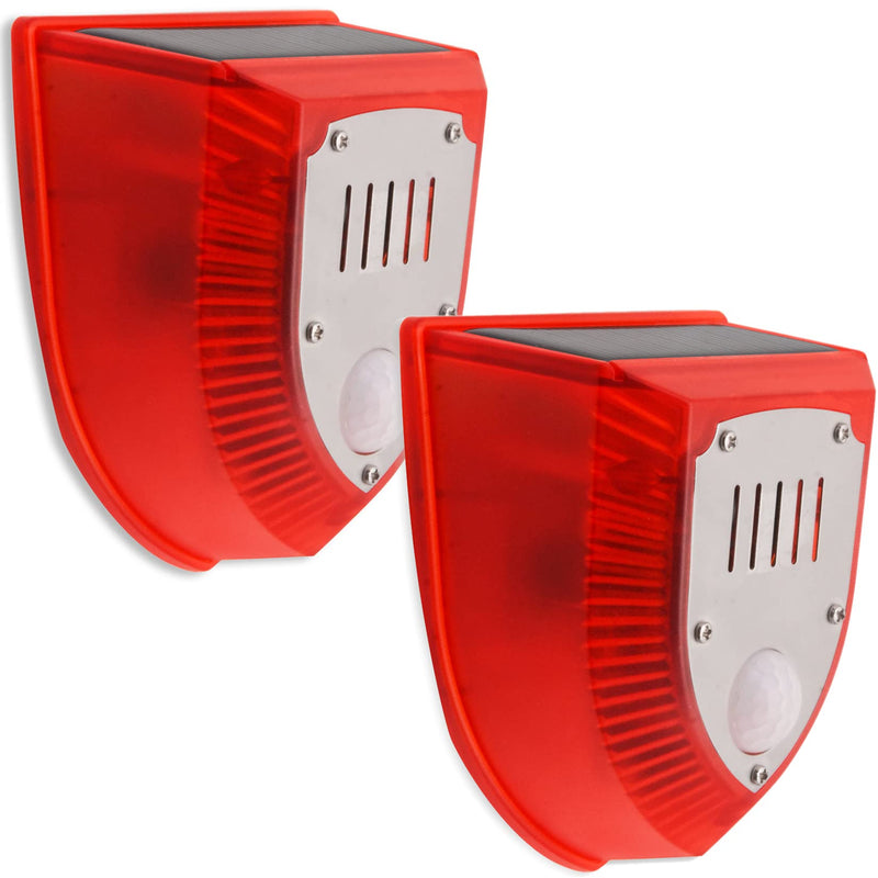 keeda Solar Security Light Alarm, 129dB Warning Loud Solar Strobe Light Makes Gunshot Sounds & Dog Barking Waterproof PIR LED Motion Sensor for Farm Barn Yard (2 Pack) 2 Pack