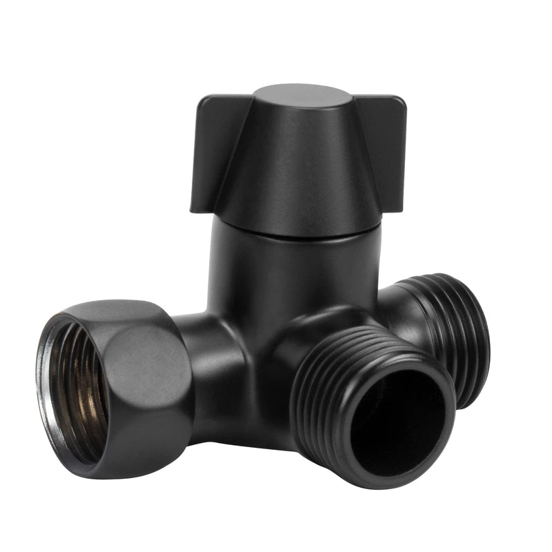 NearMoon Brass G1/2" 3-Way Shower Arm Diverter Valve for Dual Shower Head Combo, Connects Hand Shower and Fixed Spray Head Bathroom Component (Matte Black) Movable Nut Matte Black