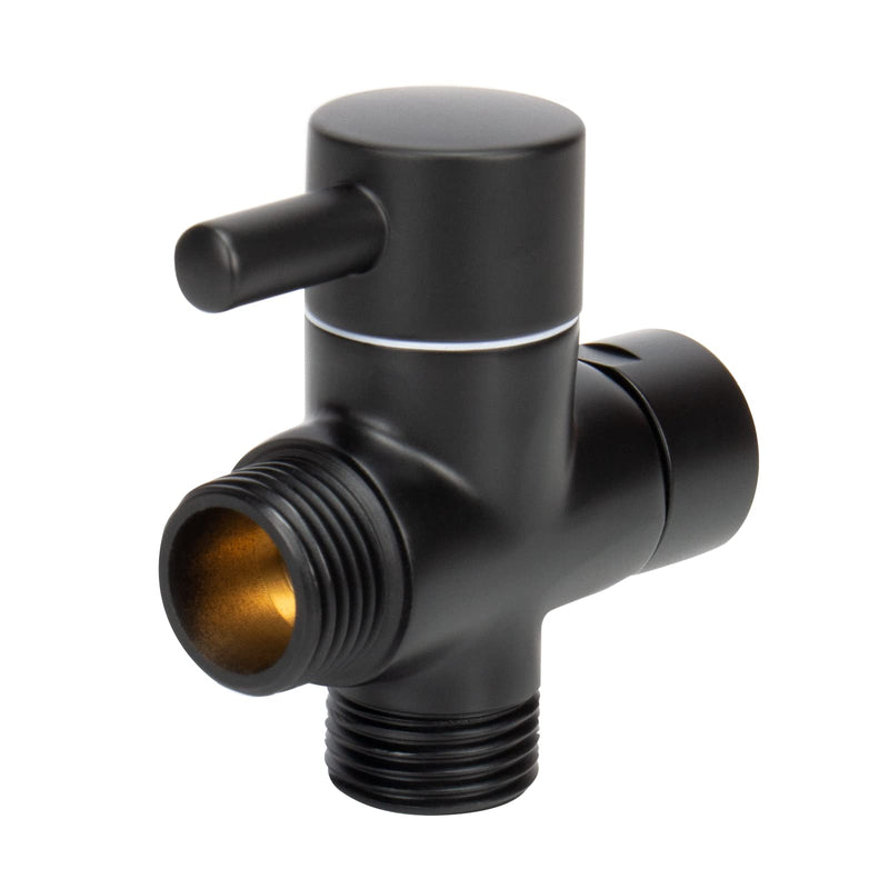 NearMoon Solid Brass G1/2" Shower Arm All Metal Universal 3-Way Diverter Valve for Handheld and Fixed Head, Replacement Component Adapter (Matte Black) Matte Black